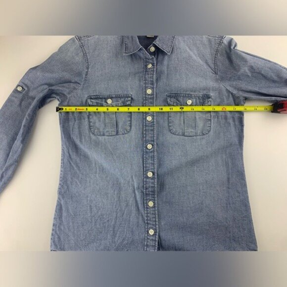 J. Crew Ladies Petite Chambray Shirt 100% Cotton Button-Up Casualwear Size‎ XS - Picture 13 of 16